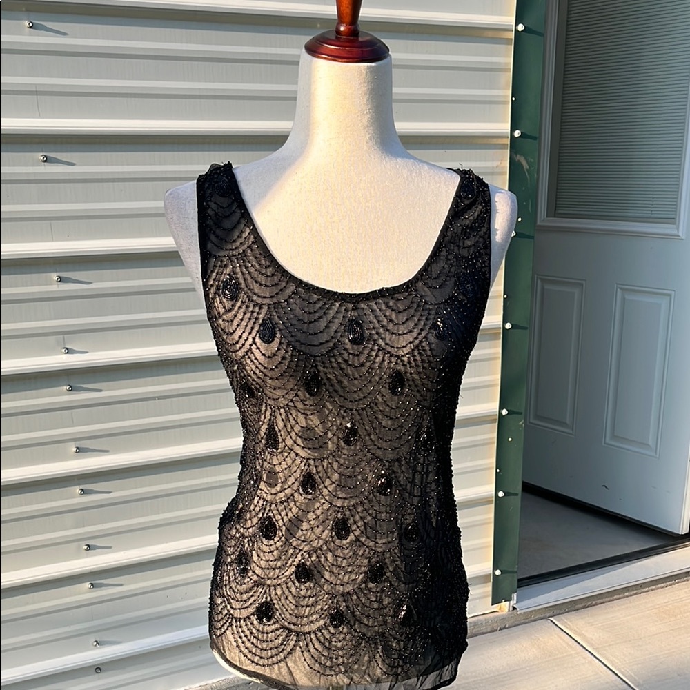 Black Sequin Sleeveless Top